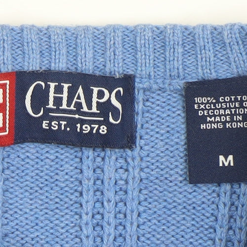 Chaps Men's Blue Cotton Crew Neck Jumper Size M Knit Casual
