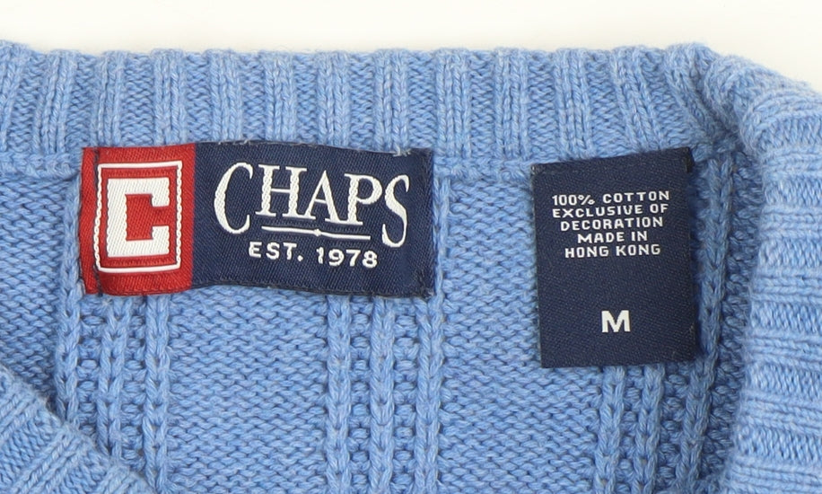 Chaps Men's Blue Cotton Crew Neck Jumper Size M Knit Casual
