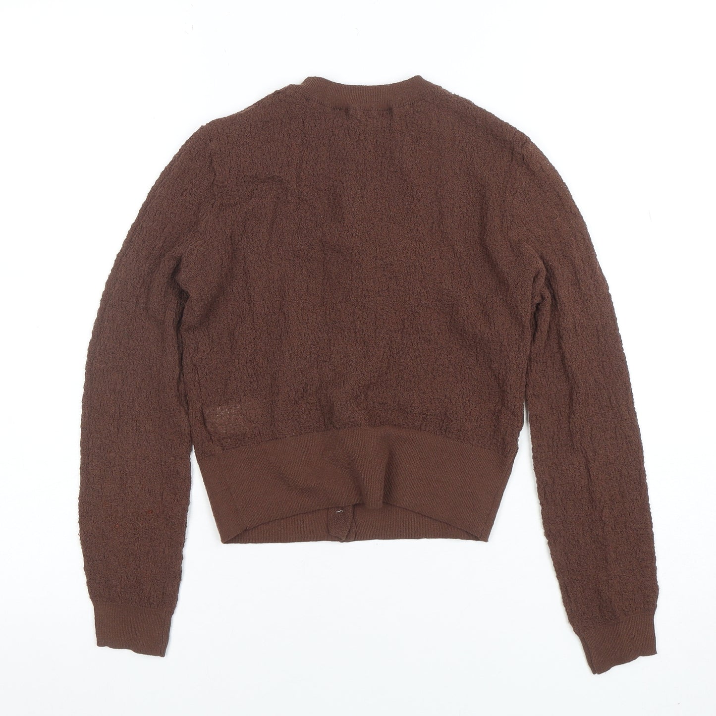 ZARA Women Brown Knit Button Cardigan Size S