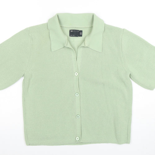 ASOS Design Women's Green Cardigan UK 6 Short Sleeve Collared Knit