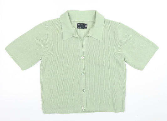 ASOS Design Women's Green Cardigan UK 6 Short Sleeve Collared Knit