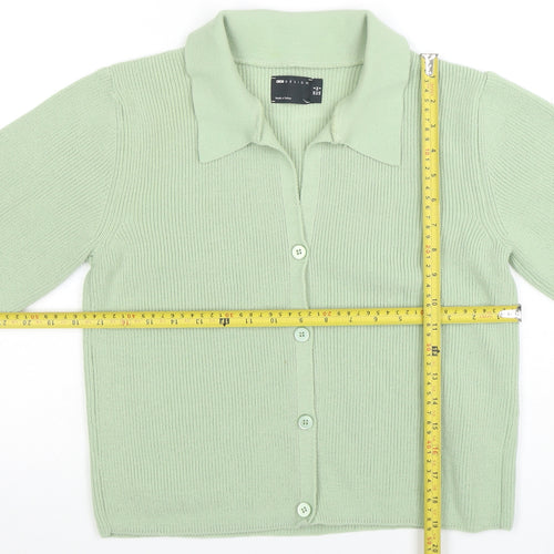 ASOS Design Women's Green Cardigan UK 6 Short Sleeve Collared Knit