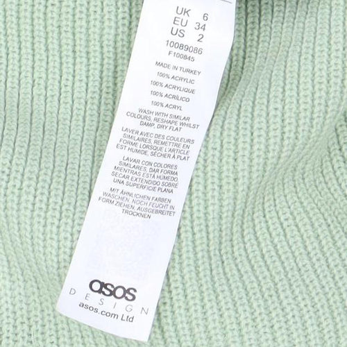ASOS Design Women's Green Cardigan UK 6 Short Sleeve Collared Knit