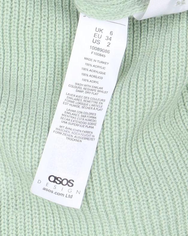 ASOS Design Women's Green Cardigan UK 6 Short Sleeve Collared Knit