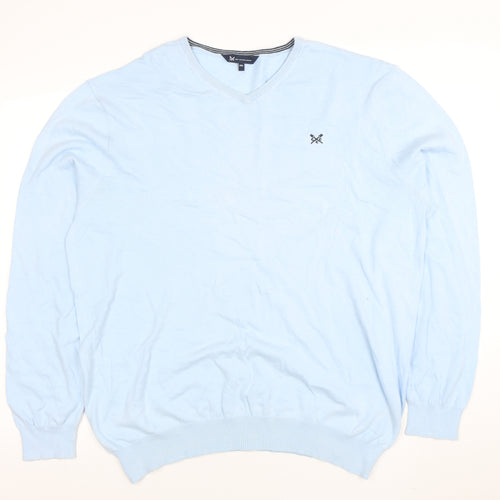Crew Clothing Company Mens Blue 2XL Cotton V-Neck Jumper