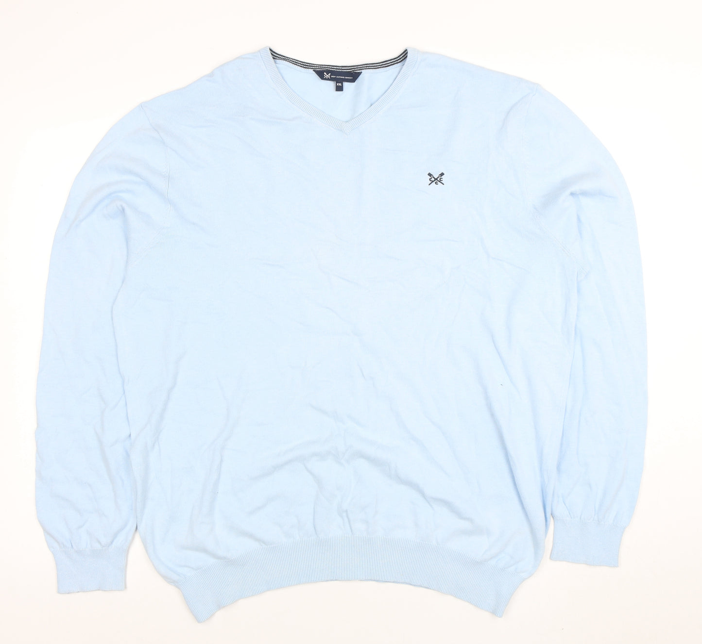 Crew Clothing Company Mens Blue 2XL Cotton V-Neck Jumper
