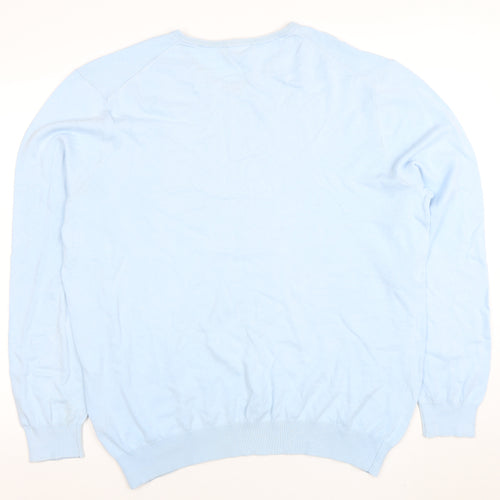 Crew Clothing Company Mens Blue 2XL Cotton V-Neck Jumper