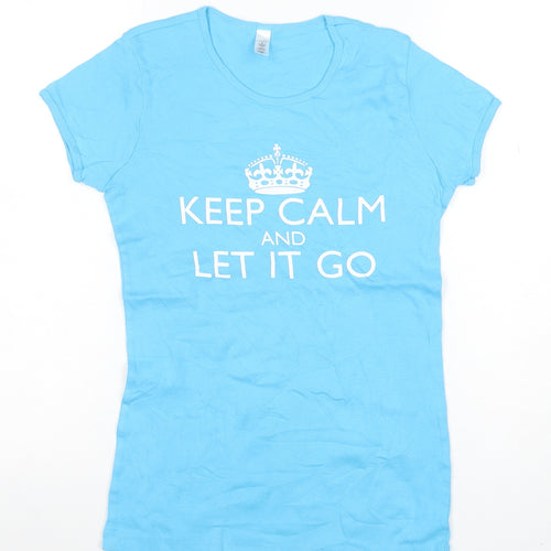 Bella Women's Blue Cotton Crew Neck Quote T-Shirt Size M