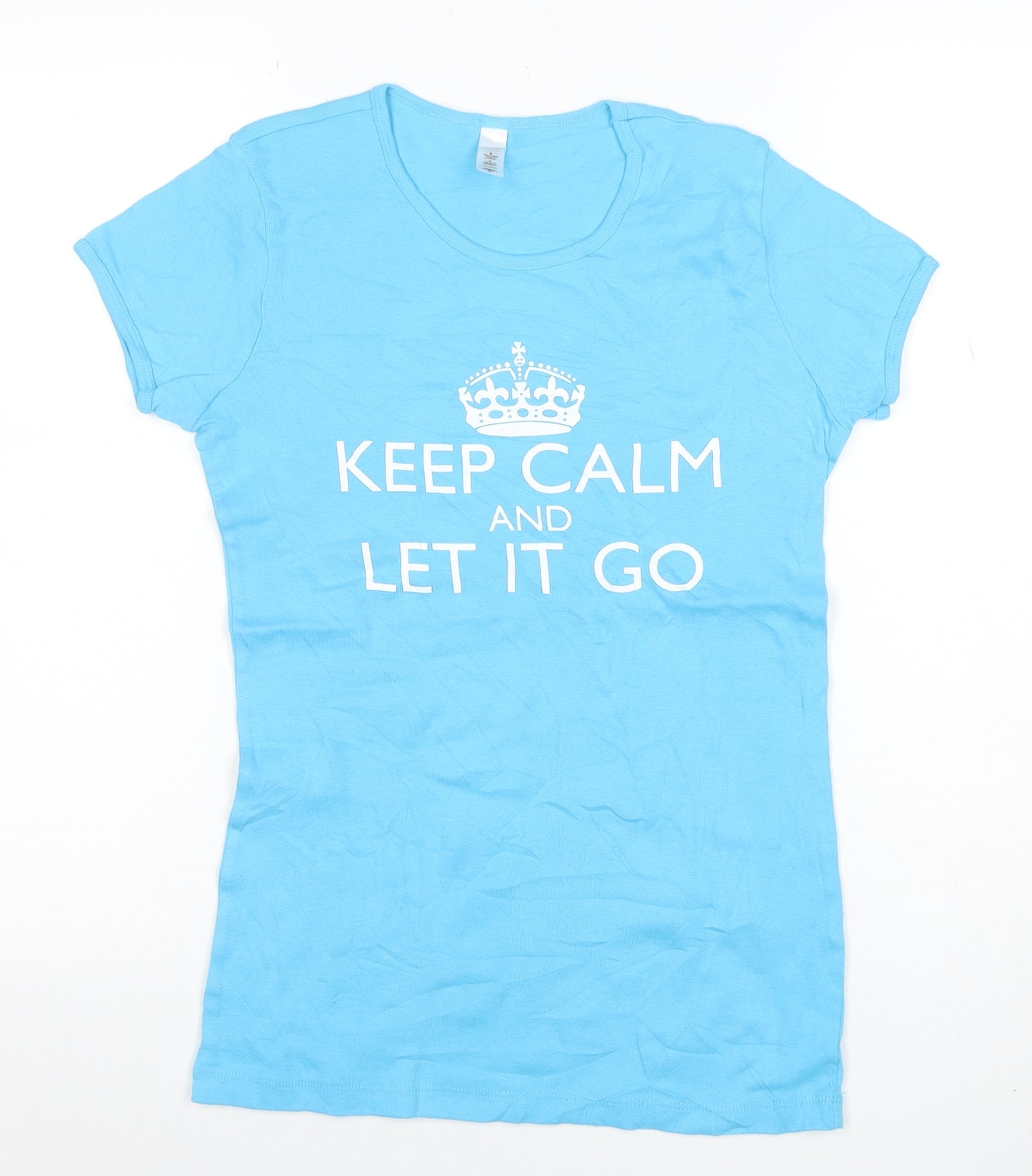 Bella Women's Blue Cotton Crew Neck Quote T-Shirt Size M