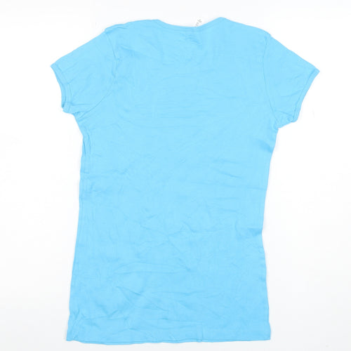 Bella Women's Blue Cotton Crew Neck Quote T-Shirt Size M