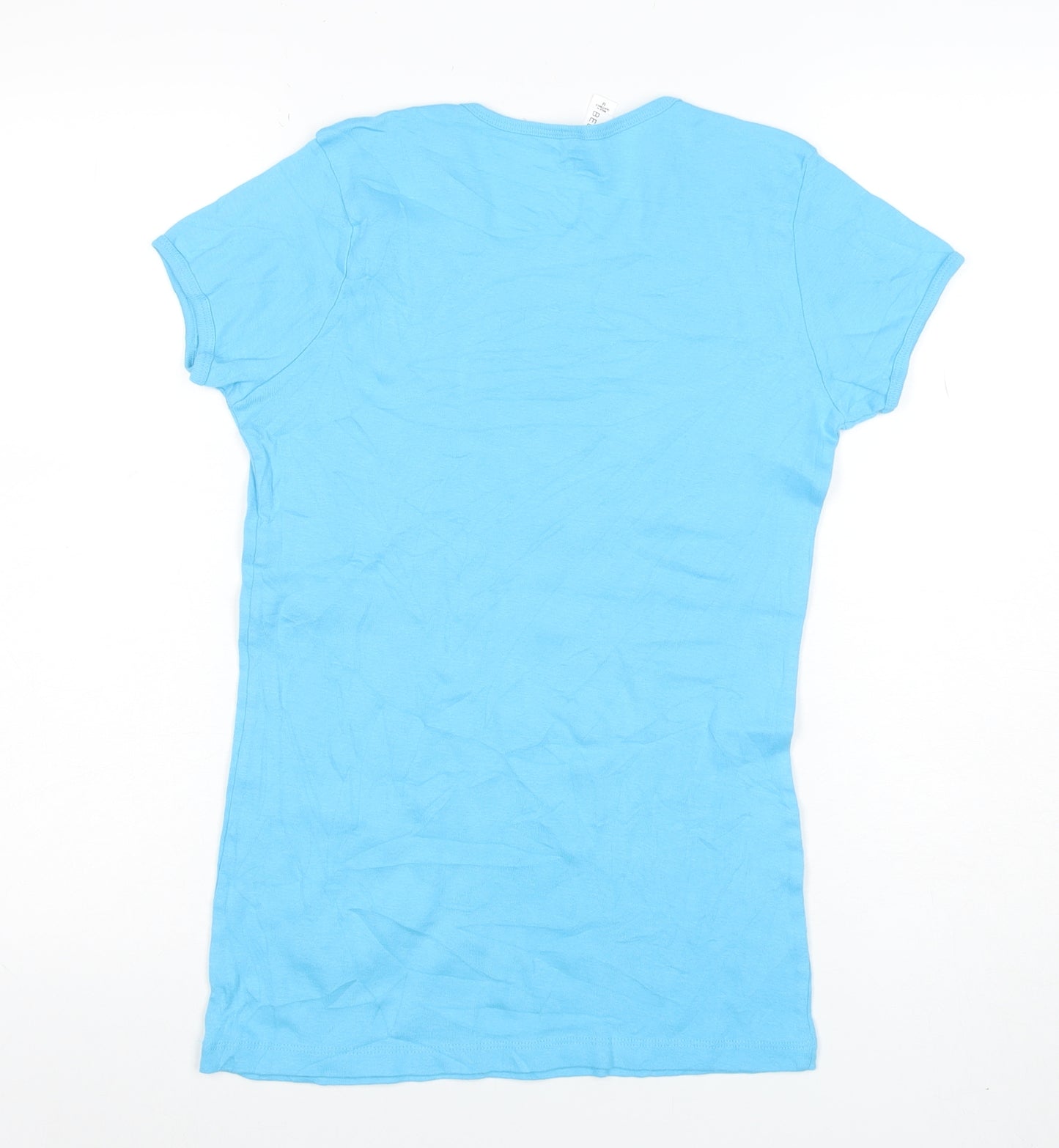Bella Women's Blue Cotton Crew Neck Quote T-Shirt Size M