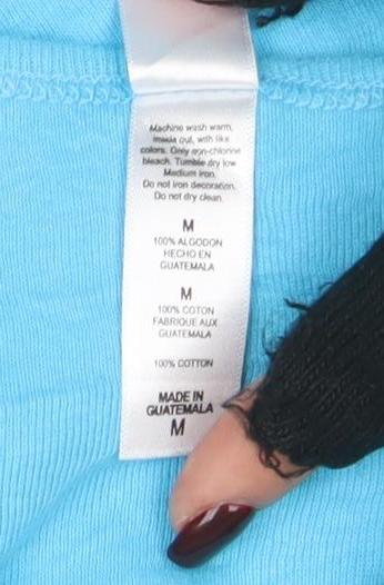 Bella Women's Blue Cotton Crew Neck Quote T-Shirt Size M