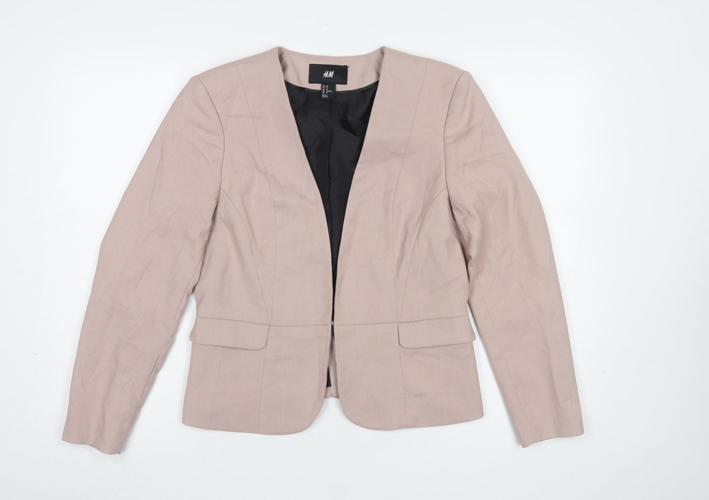 H&M Women Beige Tailored Suit Jacket Size 12 Regular Fit Blazer