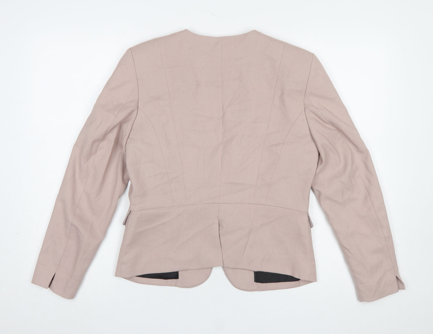 H&M Women Beige Tailored Suit Jacket Size 12 Regular Fit Blazer