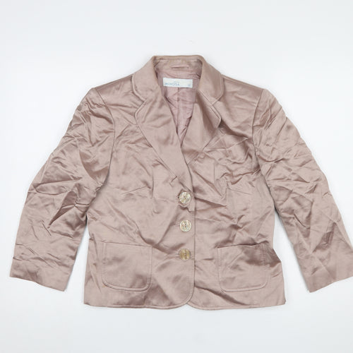 Minosa Petite Women’s Beige Linen Blend 3-Button Blazer UK 12