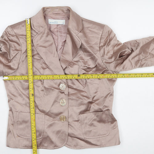Minosa Petite Women’s Beige Linen Blend 3-Button Blazer UK 12