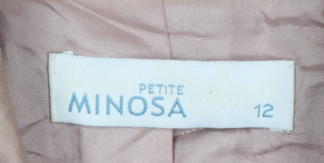 Minosa Petite Women’s Beige Linen Blend 3-Button Blazer UK 12
