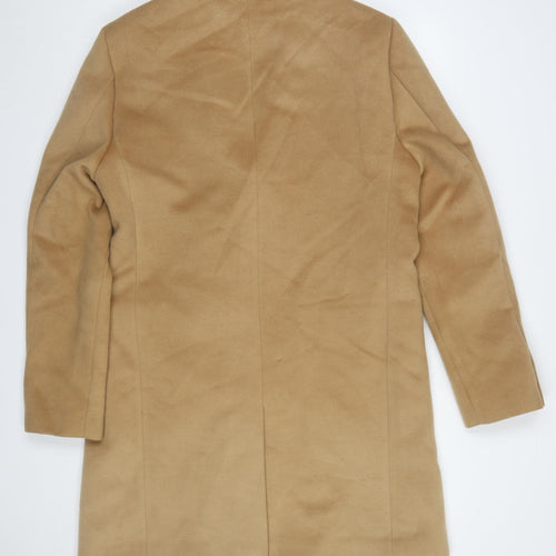 River Island Men's Beige L Mid-Length Overcoat Classic Formal Coat