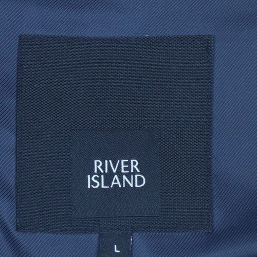 River Island Men's Beige L Mid-Length Overcoat Classic Formal Coat