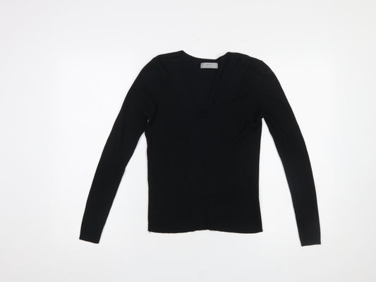 Marks and Spencer Women’s Black V-Neck Slim Fit Long Sleeve Jumper Size 14