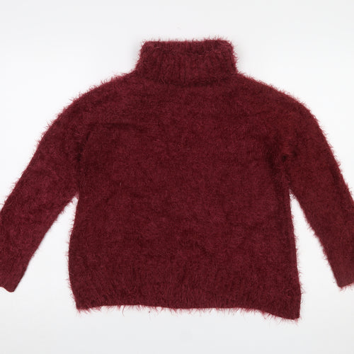 Goldie Women’s Red Roll Neck Fluffy Knit Jumper One Size