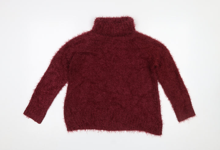 Goldie Women’s Red Roll Neck Fluffy Knit Jumper One Size