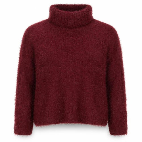 Goldie Women’s Red Roll Neck Fluffy Knit Jumper One Size