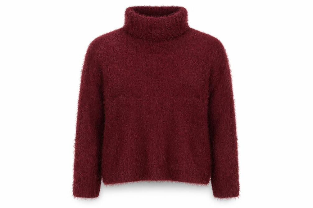 Goldie Women’s Red Roll Neck Fluffy Knit Jumper One Size
