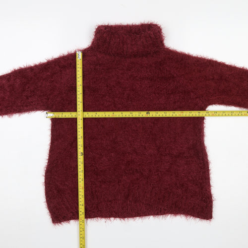 Goldie Women’s Red Roll Neck Fluffy Knit Jumper One Size