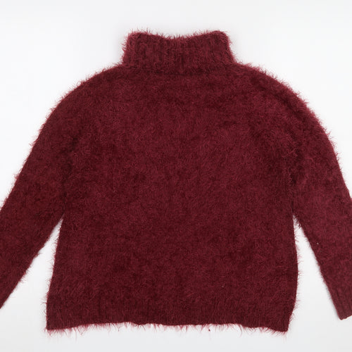 Goldie Women’s Red Roll Neck Fluffy Knit Jumper One Size