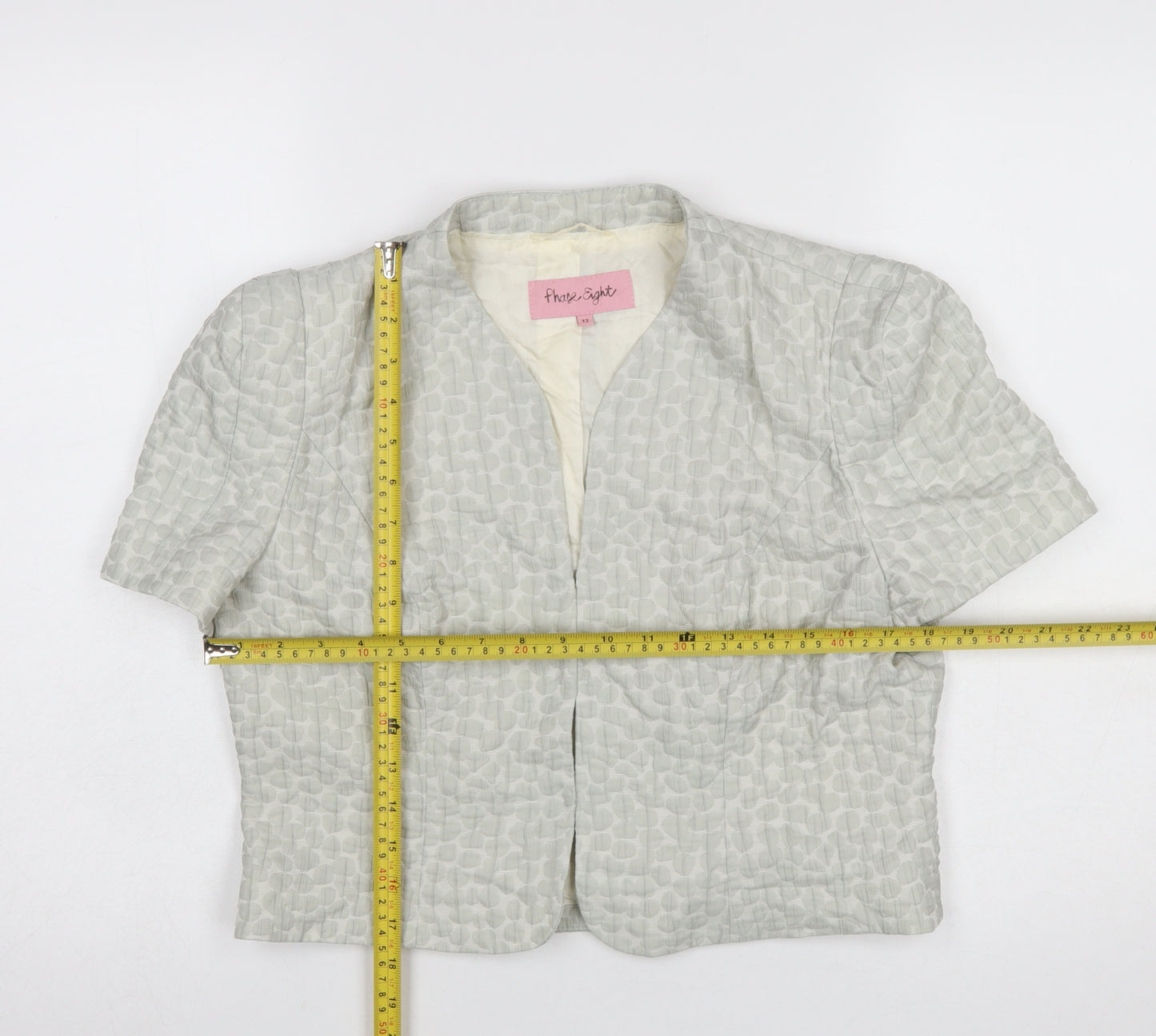 Phase Eight Women Grey Short Sleeve Cropped Suit Jacket Size 12