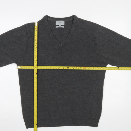 Marks and Spencer Men Grey V-Neck Acrylic Jumper Size L