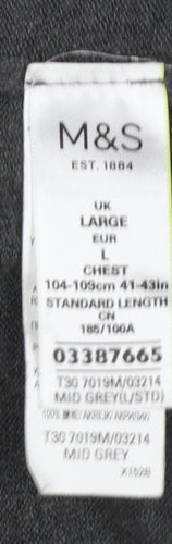 Marks and Spencer Men Grey V-Neck Acrylic Jumper Size L