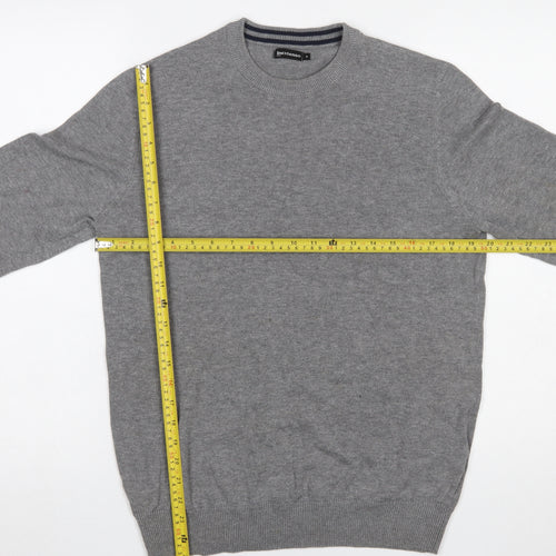 Inextenso Men's Grey Cotton Blend Crew Neck Jumper M Regular Fit