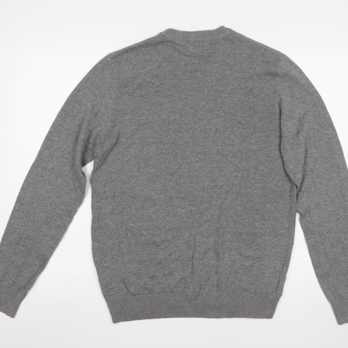Inextenso Men's Grey Cotton Blend Crew Neck Jumper M Regular Fit
