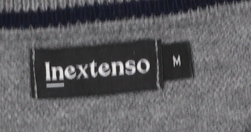 Inextenso Men's Grey Cotton Blend Crew Neck Jumper M Regular Fit