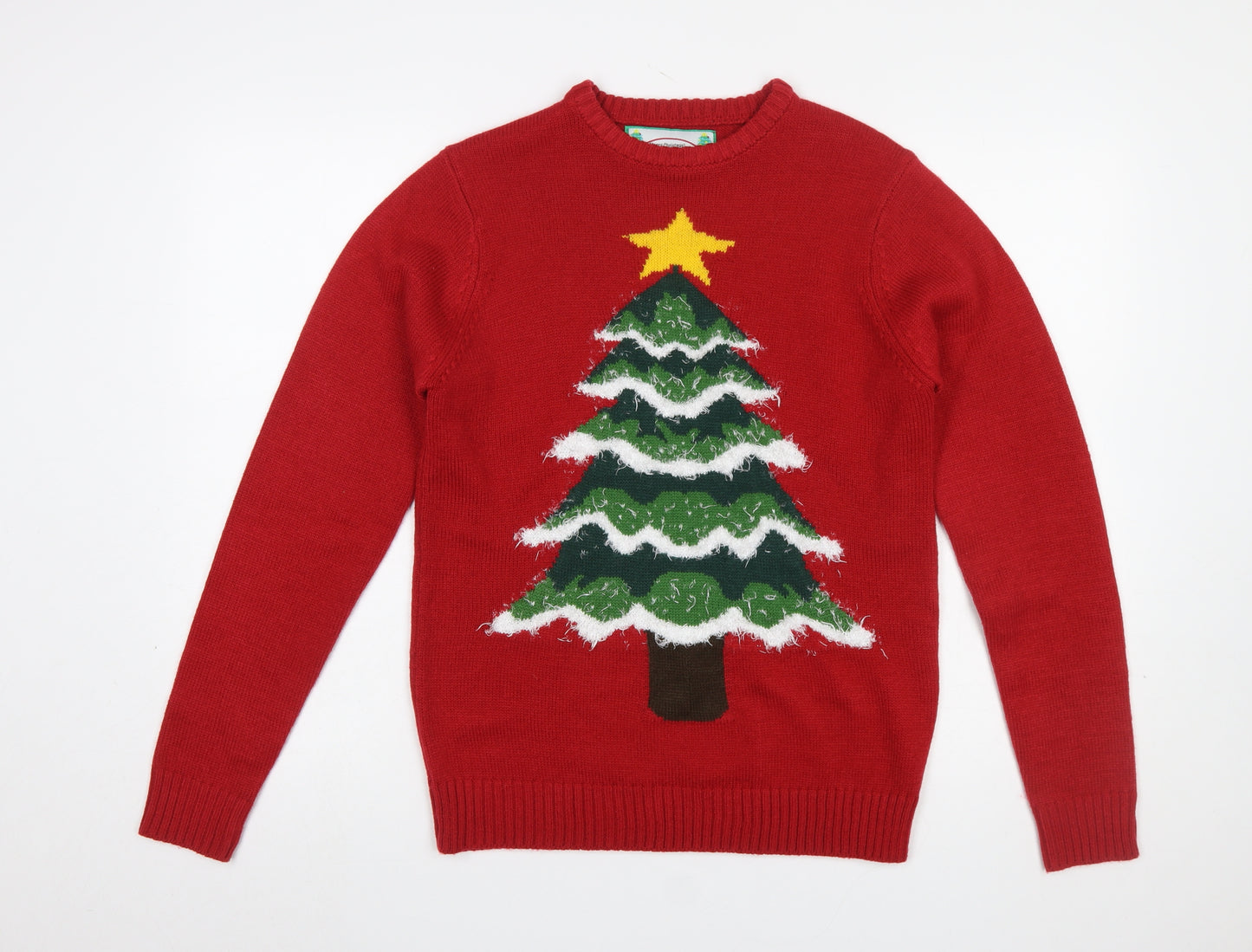 Cedar Wood State Men's Red Christmas Tree Knit Jumper Size S