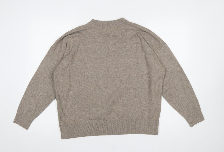 Marks and Spencer Womens Beige V-Neck Knit Pullover Jumper L