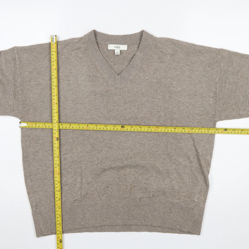 Marks and Spencer Womens Beige V-Neck Knit Pullover Jumper L