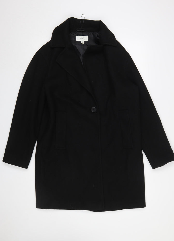 Marks and Spencer Women's Black Size 12 Mid-Length Overcoat