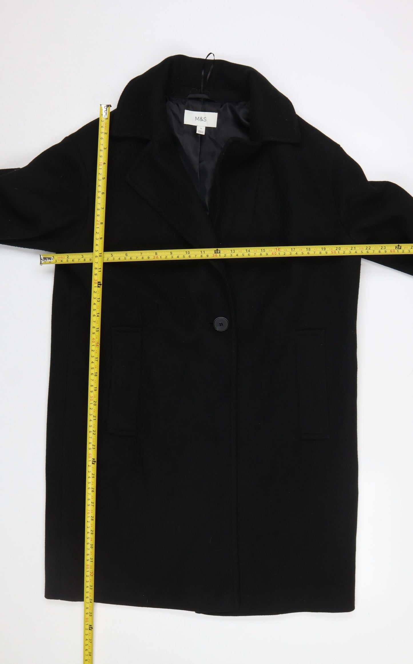 Marks and Spencer Women's Black Size 12 Mid-Length Overcoat
