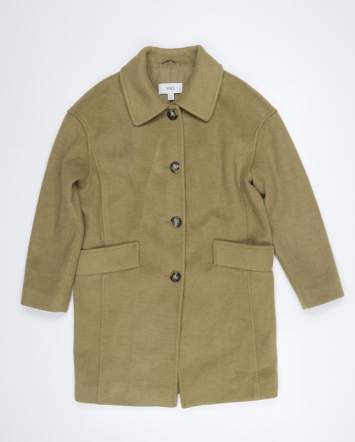 Marks and Spencer Women’s Beige Wool Blend Petite Coat Size 6