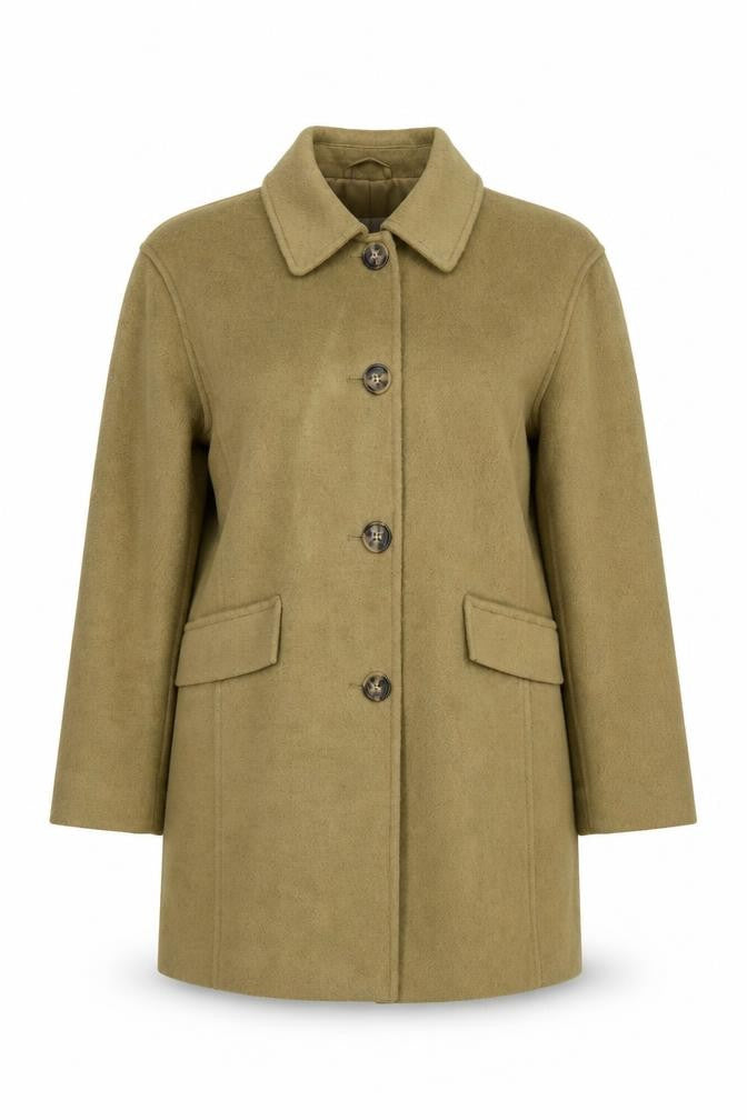 Front view of Marks & Spencer Women’s Beige Wool Blend Petite Coat, size UK 6