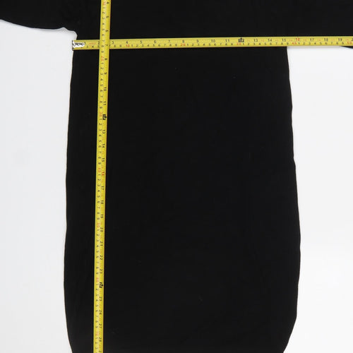 Zara Women Black Mock Neck Knit Tunic Jumper Dress Size 8
