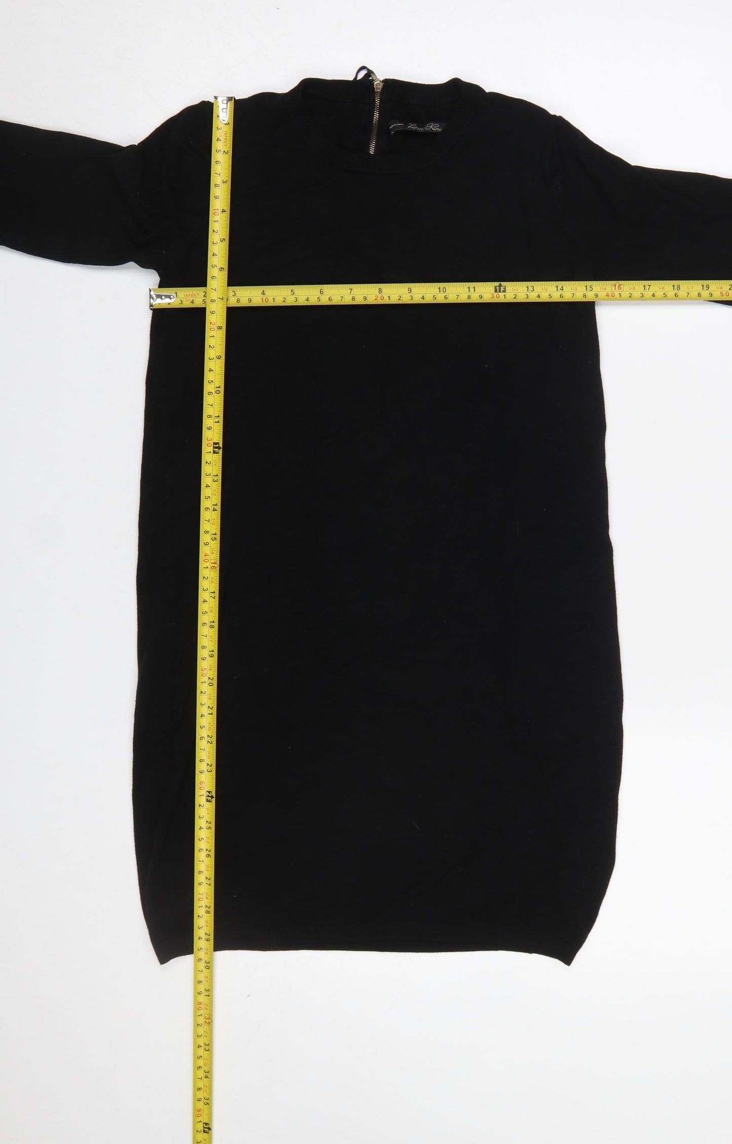 Zara Women Black Mock Neck Knit Tunic Jumper Dress Size 8