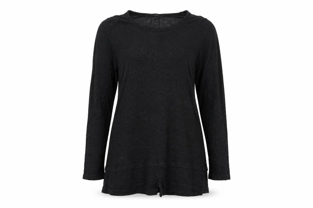 Front view of COIN 1804 Women's Black Long Sleeve Tunic Top, size M