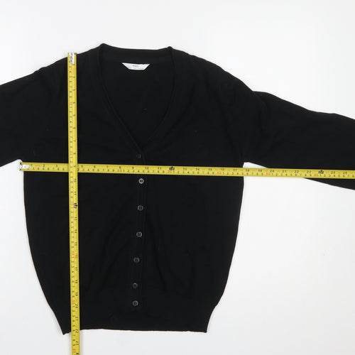 Marks and Spencer Girls Black Cotton V-Neck Cardigan 12-13 Years