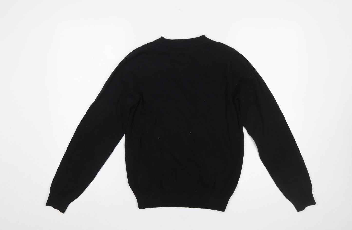 Marks and Spencer Girls Black Cotton V-Neck Cardigan 12-13 Years