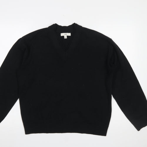 Marks and Spencer Womens Black V-Neck Cotton Jumper Size M