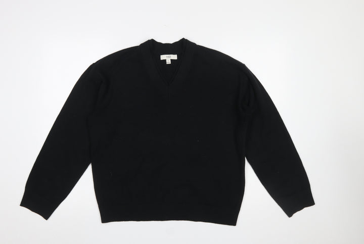 Marks and Spencer Womens Black V-Neck Cotton Jumper Size M